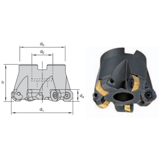 Picture of LMT Fette FCT45 O06.200AA Milling 45.0°, Button Cutter, Feed Mill Milling Cutter 2.000 Cutter Diameter